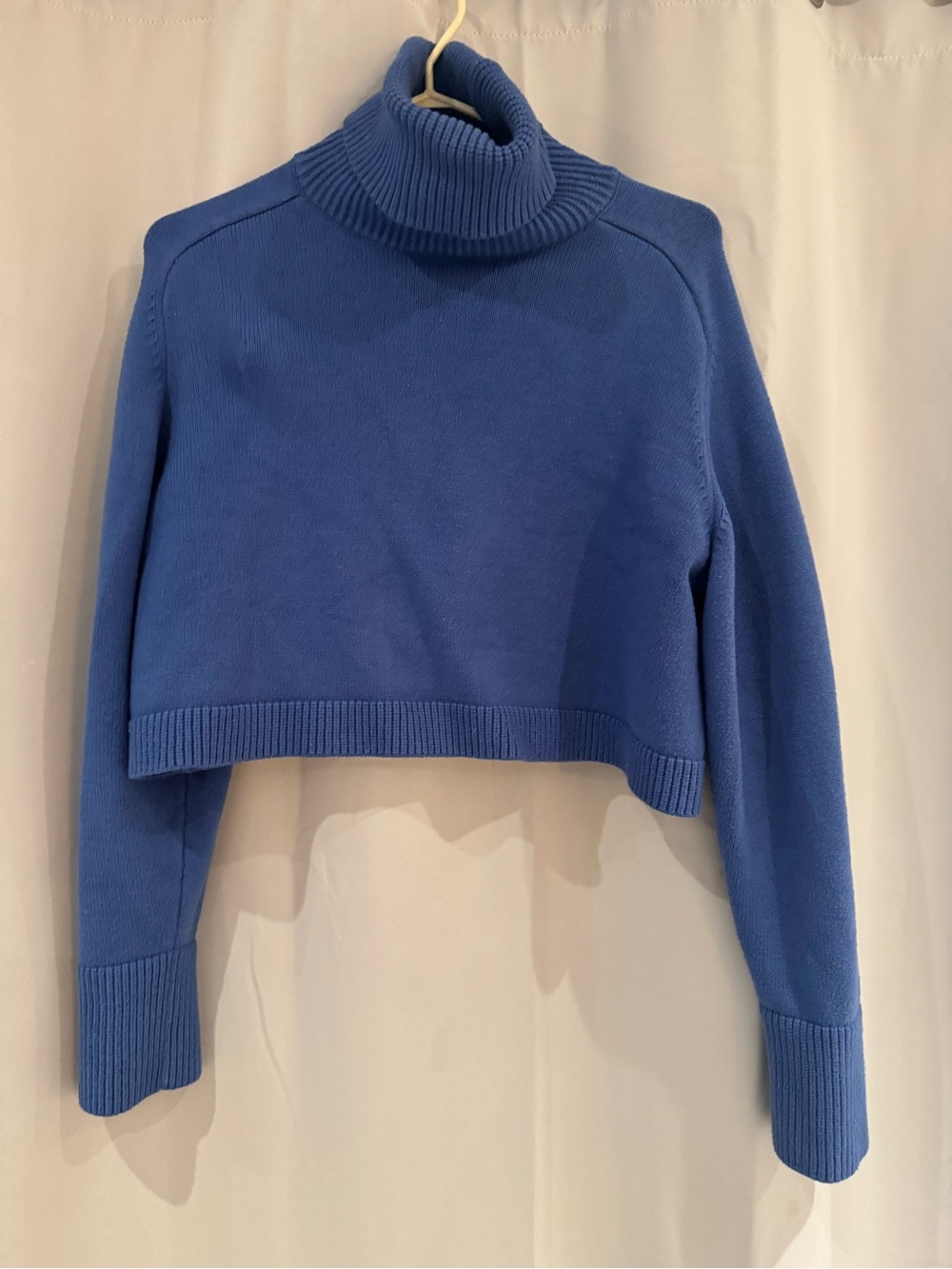 Zara Cobalt Blue Cropped Turtleneck Sweater